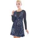 Blue Paisley Texture, Blue Paisley Ornament Plunge Pinafore Velour Dress View1