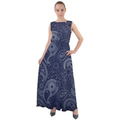 Blue Paisley Texture, Blue Paisley Ornament Chiffon Mesh Boho Maxi Dress by nateshop