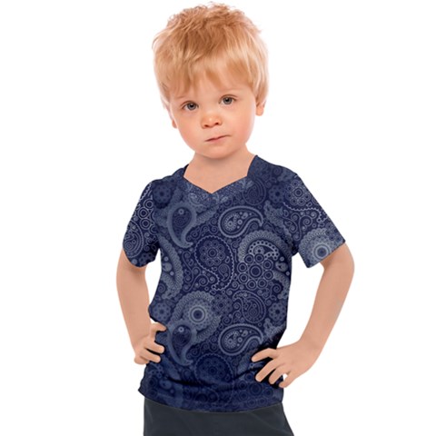 Blue Paisley Texture, Blue Paisley Ornament Kids  Sports T-shirt by nateshop