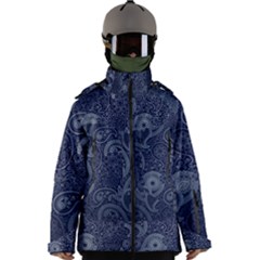 Blue Paisley Texture, Blue Paisley Ornament Men s Zip Ski And Snowboard Waterproof Breathable Jacket by nateshop