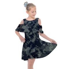 Camouflage, Pattern, Abstract, Background, Texture, Army Kids  Shoulder Cutout Chiffon Dress by nateshop
