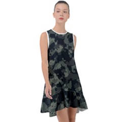 Camouflage, Pattern, Abstract, Background, Texture, Army Frill Swing Dress by nateshop