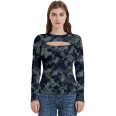 Camouflage, Pattern, Abstract, Background, Texture, Army Women s Cut Out Long Sleeve T-shirt by nateshop