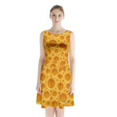 Cheese Texture Food Textures Sleeveless Waist Tie Chiffon Dress