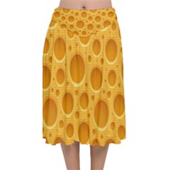 Cheese Texture Food Textures Velvet Flared Midi Skirt by nateshop