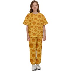 Cheese Texture Food Textures Kids  T-shirt And Pants Sports Set by nateshop