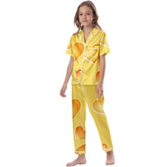 Cheese Texture, Macro, Food Textures, Slices Of Cheese Kids  Satin Short Sleeve Pajamas Set by nateshop
