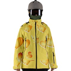 Cheese Texture, Macro, Food Textures, Slices Of Cheese Men s Zip Ski And Snowboard Waterproof Breathable Jacket by nateshop