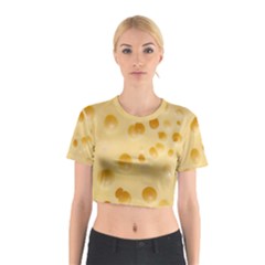 Cheese Texture, Yellow Cheese Background Cotton Crop Top by nateshop