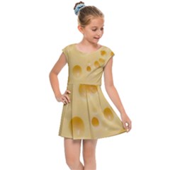 Cheese Texture, Yellow Cheese Background Kids  Cap Sleeve Dress