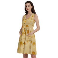 Cheese Texture, Yellow Cheese Background Sleeveless Dress With Pocket