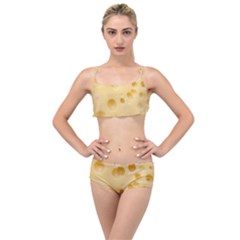 Cheese Texture, Yellow Cheese Background Layered Top Bikini Set