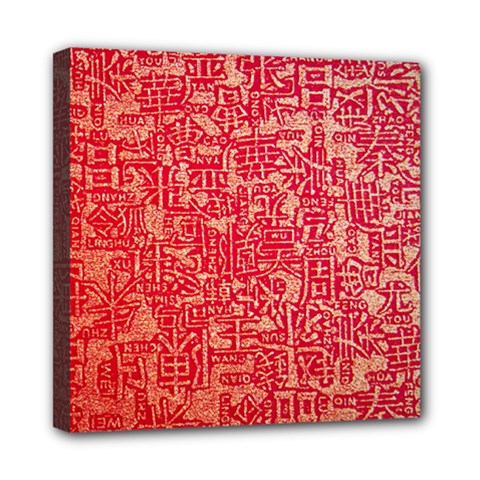 Chinese Hieroglyphs Patterns, Chinese Ornaments, Red Chinese Mini Canvas 8  X 8  (stretched)