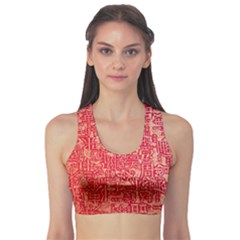 Chinese Hieroglyphs Patterns, Chinese Ornaments, Red Chinese Fitness Sports Bra