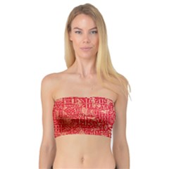 Chinese Hieroglyphs Patterns, Chinese Ornaments, Red Chinese Bandeau Top