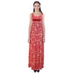 Chinese Hieroglyphs Patterns, Chinese Ornaments, Red Chinese Empire Waist Maxi Dress