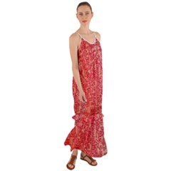 Chinese Hieroglyphs Patterns, Chinese Ornaments, Red Chinese Cami Maxi Ruffle Chiffon Dress