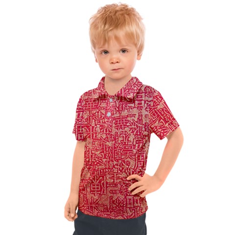 Chinese Hieroglyphs Patterns, Chinese Ornaments, Red Chinese Kids  Polo T-shirt by nateshop