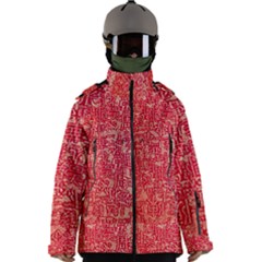 Chinese Hieroglyphs Patterns, Chinese Ornaments, Red Chinese Men s Zip Ski And Snowboard Waterproof Breathable Jacket by nateshop