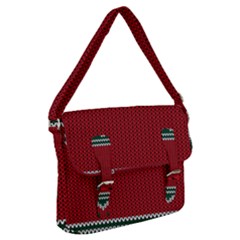 Christmas Pattern, Fabric Texture, Knitted Red Background Buckle Messenger Bag by nateshop