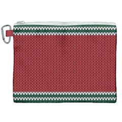 Christmas Pattern, Fabric Texture, Knitted Red Background Canvas Cosmetic Bag (xxl) by nateshop
