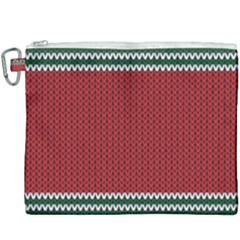 Christmas Pattern, Fabric Texture, Knitted Red Background Canvas Cosmetic Bag (xxxl) by nateshop