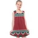 Christmas Pattern, Fabric Texture, Knitted Red Background Kids  Cross Back Dress View1