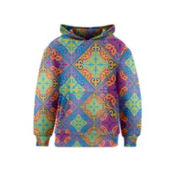Colorful Floral Ornament, Floral Patterns Kids  Pullover Hoodie by nateshop