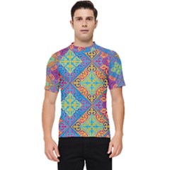 Colorful Floral Ornament, Floral Patterns Men s Short Sleeve Rash Guard by nateshop