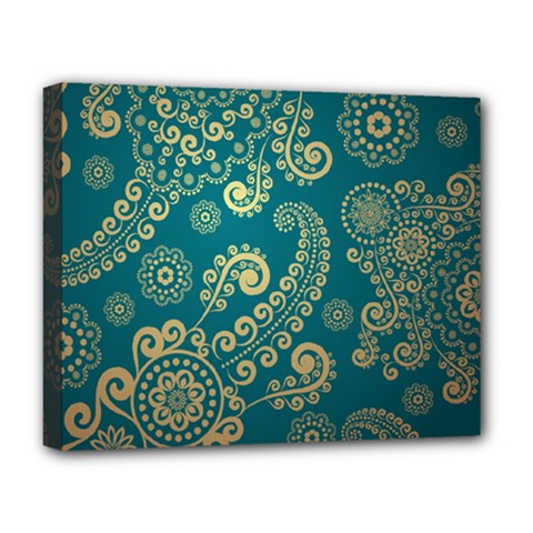 European Pattern, Blue, Desenho, Retro, Style Deluxe Canvas 20  X 16  (stretched) by nateshop