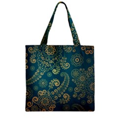 European Pattern, Blue, Desenho, Retro, Style Zipper Grocery Tote Bag by nateshop