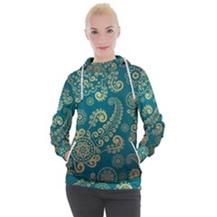 European Pattern, Blue, Desenho, Retro, Style Women s Hooded Pullover by nateshop