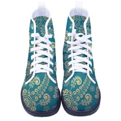 European Pattern, Blue, Desenho, Retro, Style Women s High-top Canvas Sneakers by nateshop