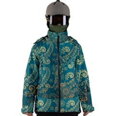 European Pattern, Blue, Desenho, Retro, Style Men s Zip Ski And Snowboard Waterproof Breathable Jacket by nateshop