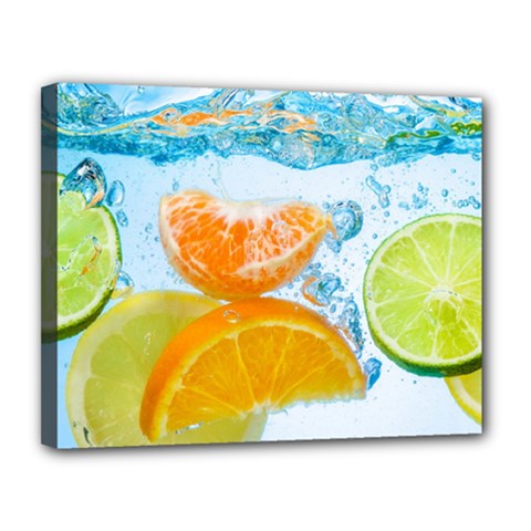 Fruits, Fruit, Lemon, Lime, Mandarin, Water, Orange Canvas 14  X 11  (stretched) by nateshop