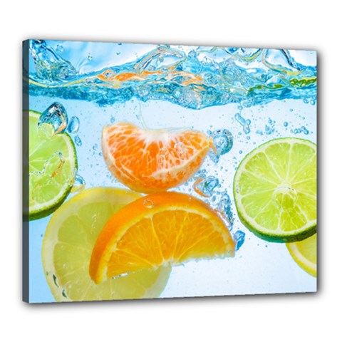 Fruits, Fruit, Lemon, Lime, Mandarin, Water, Orange Canvas 24  X 20  (stretched)