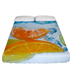 Fruits, Fruit, Lemon, Lime, Mandarin, Water, Orange Fitted Sheet (king Size) by nateshop