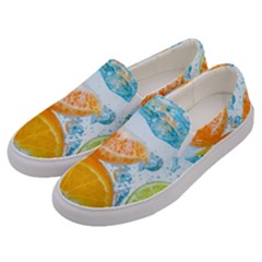 Fruits, Fruit, Lemon, Lime, Mandarin, Water, Orange Men s Canvas Slip Ons by nateshop