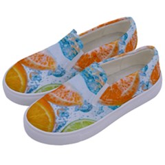 Fruits, Fruit, Lemon, Lime, Mandarin, Water, Orange Kids  Canvas Slip Ons by nateshop