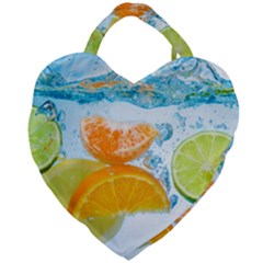 Fruits, Fruit, Lemon, Lime, Mandarin, Water, Orange Giant Heart Shaped Tote by nateshop