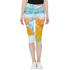 Fruits, Fruit, Lemon, Lime, Mandarin, Water, Orange Inside Out Lightweight Velour Capri Leggings  by nateshop