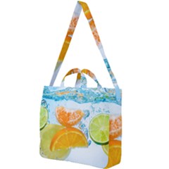 Fruits, Fruit, Lemon, Lime, Mandarin, Water, Orange Square Shoulder Tote Bag by nateshop