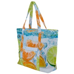 Fruits, Fruit, Lemon, Lime, Mandarin, Water, Orange Zip Up Canvas Bag by nateshop