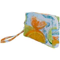 Fruits, Fruit, Lemon, Lime, Mandarin, Water, Orange Wristlet Pouch Bag (small)