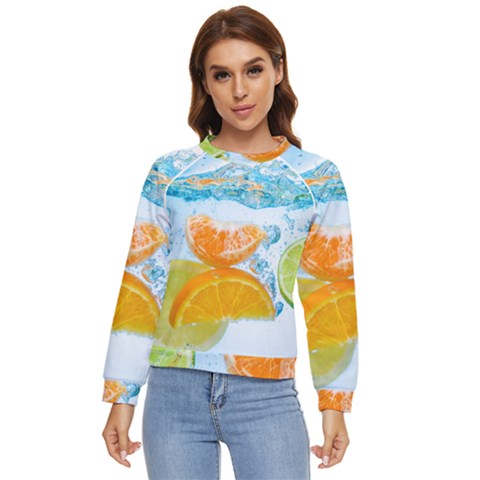 Fruits, Fruit, Lemon, Lime, Mandarin, Water, Orange Women s Long Sleeve Raglan T-shirt by nateshop