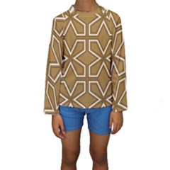 Gold Pattern Texture, Seamless Texture Kids  Long Sleeve Swimwear by nateshop