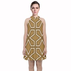 Gold Pattern Texture, Seamless Texture Velvet Halter Neckline Dress  by nateshop