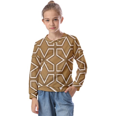 Gold Pattern Texture, Seamless Texture Kids  Long Sleeve T-shirt With Frill  by nateshop