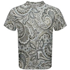 Gray Paisley Texture, Paisley Men s Cotton T-shirt by nateshop