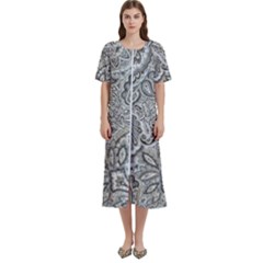 Gray Paisley Texture, Paisley Women s Cotton Short Sleeve Nightgown by nateshop